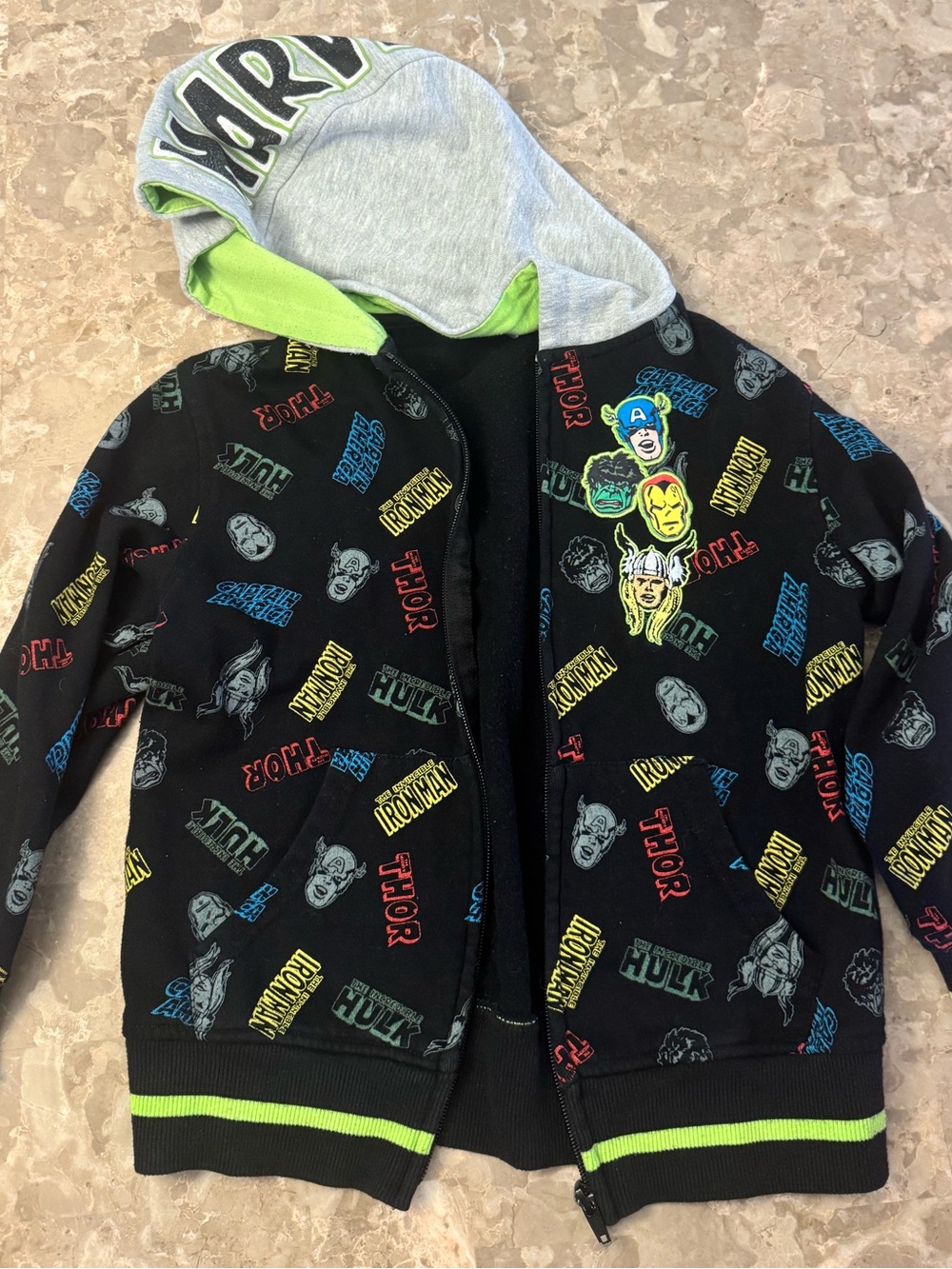 boys Marvel zip up hoodie - size 7